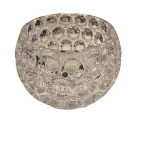 Fitz and Floyd Round Optic Heavy Crystal Votive Rose Bowl 4” High x 5” Wide EUC